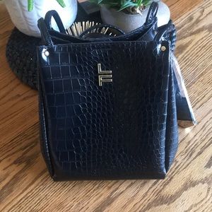 NWT classic London Fog collection black croc purse